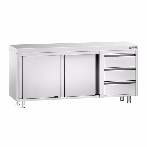 خزانة قاعدية ستانلس ستيل KOPENHAGEN PREMIUM - 1800x600mm - أبواب منزلقة وحدة أدراج 3 يمين