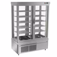 4-Sided Glass Display Fridge - 935L - 1320mm - with 10 adjustable shelves - 2 glass doors - Silver
