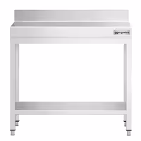 Rozsdamentes acél munkaasztal PREMIUM - 700x600 mm - alsó polccal & hátsó peremmel