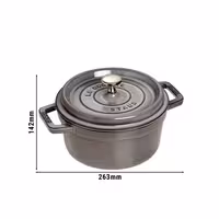 STAUB | Cocotte Round Enamelled Cast Iron Casserole Dish – Ø 200 mm – Graphite Grey