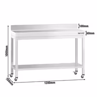 RST-työpöytä PREMIUM - 1200x700mm - jalustalla, jalustalla ja pyörillä varustettuna