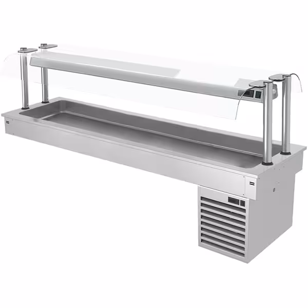 Upotettava kylmäallas - 2 100 mm - +2–+8 °C - 6 GN 1/1-astiaa - 410 W - lasisuoja