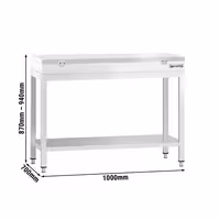 Masă de lucru din oțel inoxidabil PREMIUM – 1000 x 700 mm – cu blat de bază – inclusiv placă de tăiere albă