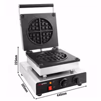 Commercial Waffle Maker - Single - Manual - 1,75 kW - Shape: American waffle - Teflon-coated baking plates