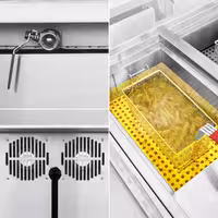 Indukcijska friteza - 30 L - 10,0 kW - elektroničko upravljanje - s automatskim podizanjem košare - s ormarićem s 1 vratima