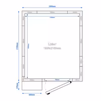 Inox rashladna komora - 1800x2100 mm - 5,88 m³ - uklj. rashladni agregat - 0…+8 °C