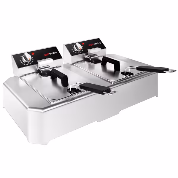 Friteuză electrică dublă - de banc - 5+5 litri - 7,5 kW - control mecanic