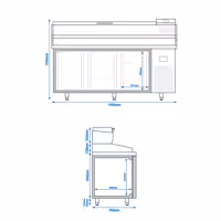Commercial Pizza Prep Counter - Granite Top PREMIUM PLUS - 1980x700mm - with 3 doors - incl. refrigerated topping unit - 9x GN 1/4