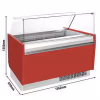 Ice Cream Display Freezer | LIAM - 1560mm - with LED lighting - for 13 x 5 litres Napoli pans - Static cooling - Red