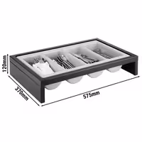 Çatal Kaşık Konteyneri BRIDGE - 575x370mm - Yükseklik:120mm - Polipropilen, Ahşap - 2 parçalı set - Çıkarılabilir tepsi/kovalar