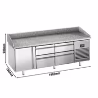 Table réfrigérée à pizza Premium PLUS - 1980 x 700 mm - avec 1 porte et 4 tiroirs