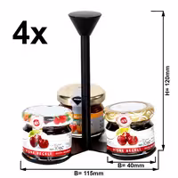 (4 pcs) Jam Etagere / Buffet Stand - Powder-coated Stainless Steel - Black - Height: 120mm - with 3 shelves