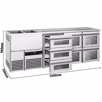 Pivski šank PREMIUM - 2500x700 mm - 7 Staklene ladice
