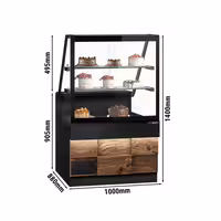 Csemegepult TORONTO - 1000x880 mm - 568 liter - ventilációs - dupla üvegezés - 2 polccal - fekete gránit munkalap