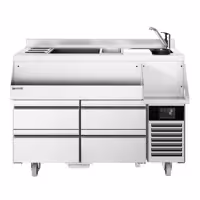Stół chłodniczy barowy do koktajli i napojów – 1200 mm – 150 L – z 4 szufladami i gniazdem 230 V