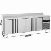 Rashladni pult PREMIUM - 2330x700 mm - 632 l - Ventilirano hlađenje - s 4 vrata - Podignuti rub