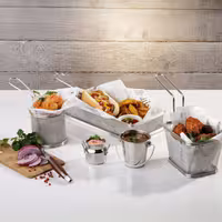(6 Stück) Servier Frittierkorb - SNACKHOLDER - Edelstahl - Ø 80mm - Silber
