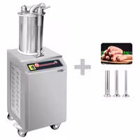 Hidraulična punilica za kobasice - 26 l - 1,10 kW - inox - uključuje nožnu pedalu i 3 nastavaka za punjenje