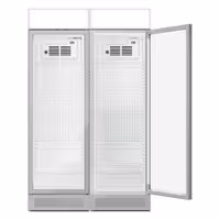 (2 Stück) Getränkekühlschrank - 690 Liter - rahmenloses Design - mit 2 Glastüren & Werbedisplay