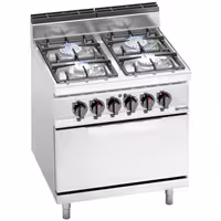 Plinski štednjak - Linija 700 - 800x714x1070 mm - 29 kW - 4 plamenika - samostojeći - s električnom pećnicom statičnom - 7,5 kW - GN 2/1