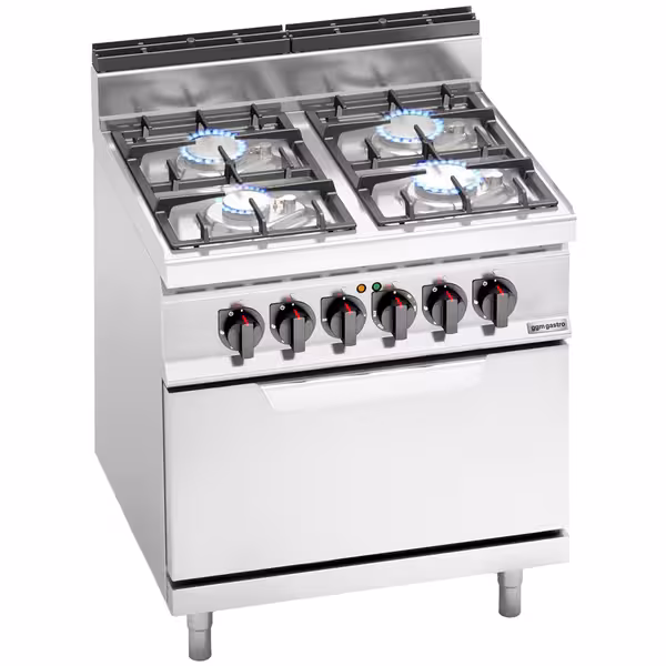 Plinski štednjak - Linija 700 - 800x714x1070 mm - 29 kW - 4 plamenika - samostojeći - s električnom pećnicom statičnom - 7,5 kW - GN 2/1
