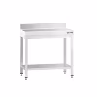 Rozsdamentes acél munkaasztal PREMIUM - 700x600 mm - alsó polccal & hátsó peremmel