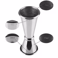 (6 pz) Misurino da bar doppio - Acciaio inox - 2.5cl & 5cl - con graduazioni interne 1.5cl & 3.5cl