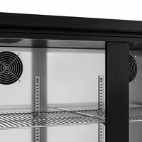 Commercial Beverage Display Fridge - 920mm - 466 Litres - stainless steel interior - with 2 hinged glass doors - digital controller with temperature display - Black - Temperature range 2 to 8 °C