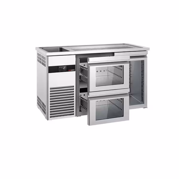 Pivski šank PREMIUM - 1550x700 mm - 1 Staklena vrata & 2 Staklene ladice