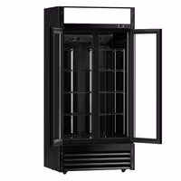 Commercial Beverage Display Fridge - 925mm - 630 Litres - with 2 hinged glass doors - LED lighting - digital controller with temperature display - Black - Temperature range 2 to 8 °C