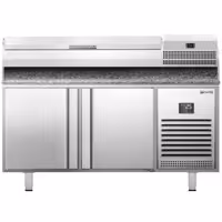 Stół chłodniczy do pizzy PREMIUM PLUS - 1738x800mm - z blatem granitowym - 2‑drzwiowy - z nadstawką chłodniczą - 6x GN 1/3