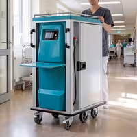 Chariot de distribution de repas hospitalier PREMIUM - chauffé & réfrigéré - Commande numérique - incl. 24 plateaux repas 37x53 cm (37/63)