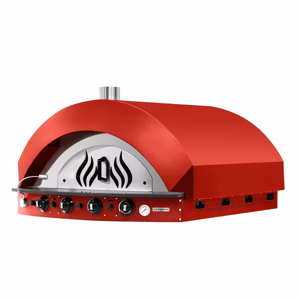 Gas Deck Pizza Oven - Single Deck - Stone Deck -9 x Ø30cm - Mechanical Controls - Red - up to 400°C