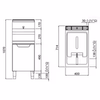 Plinska friteza - 15 L - 12,7 kW - s ispustom za ulje - s ormarićem