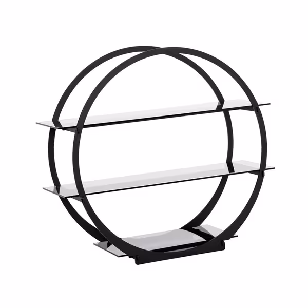 Etagere / Buffet Stand - Stainless steel frame - Black - round - Ø540mm - with 3 shelves