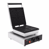 Commercial Waffle Maker - Single - Manual - 1.75 kW - Shape: 4 Brussels Waffles