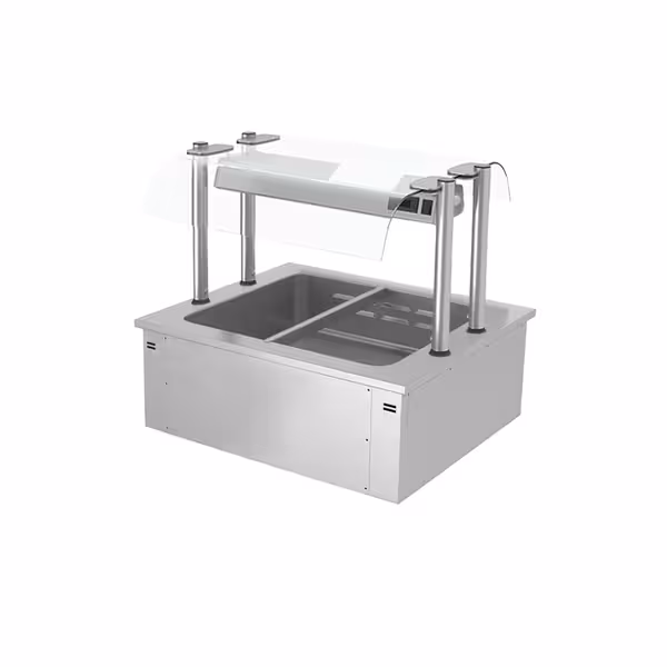 Toplovodna kupka ugradbena - 810 mm - 1,71 kW - 2x GN 1/1 - sa zaštitnim staklom