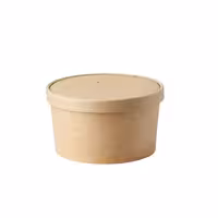 (300 pcs) Food Lidding Tray Paperboard - Ø150mm - Round - Brown
