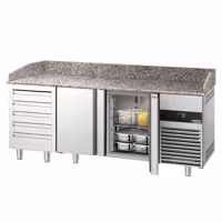 Stół chłodniczy do pizzy PREMIUM – 2100 x 800 mm – z 2 drzwiami i 5 szufladami