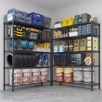 رفوف فولاذية - 1200x450mm - عمق: 450 mm - 5 رفوف (قابلة للتعديل) - أسود - الحمولة: 180 kg