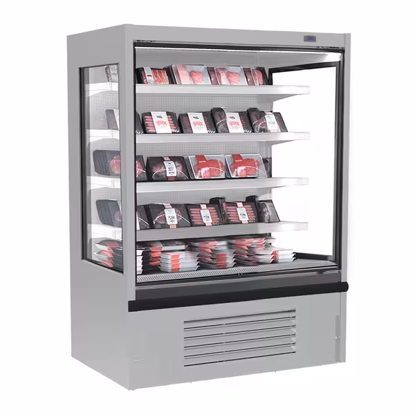 Commercial multideck display fridge - Open front - 1250mm - 455L - with 4 shelves - incl. night blind