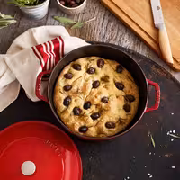 STAUB | Enameled Cast Iron Round Braiser – Ø24 cm - Cherry Red - Self-Basting Chistera Lid