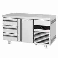 Commercial Counter Fridge PREMIUM - 1400x700mm - with 1 door - 3 drawers - capacity 281 litres