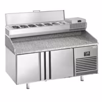 Stół chłodniczy do pizzy PREMIUM PLUS - 1738x800mm - z blatem granitowym - 2‑drzwiowy - z nadstawką chłodniczą - 7x GN 1/4