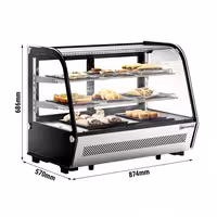 Countertop display fridge - 160L - 874mm - Double glazing - with 2 shelves - rear sliding glass doors