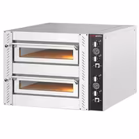 Electric Deck Pizza Oven - Twin Deck - Refractory Stone Deck - 4+4 x Ø 24cm (10") - 230V 3 Phase - Mechanical Controls - up to 450°C
