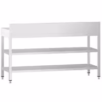 طاولة عمل ستانلس ستيل PREMIUM - 2000x600mm - مع رف سفلي & حاجز خلفي & رف وسطي & تدعيم