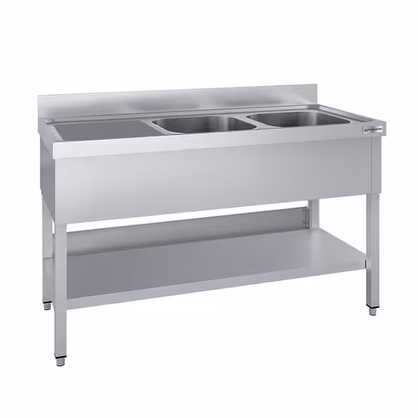 Sudoper ECO - 1400x700 mm - s donjom policom - s 2 koritima - korito desno