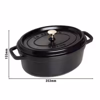 STAUB | Cocotte Oval Enamelled Cast Iron Casserole Dish – 290 mm Oval – Black