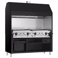 Commercial Gas Chargrill BERLIN - 1760mm - 790mm Deep - 8 Grill Grids - 28kW - Black
